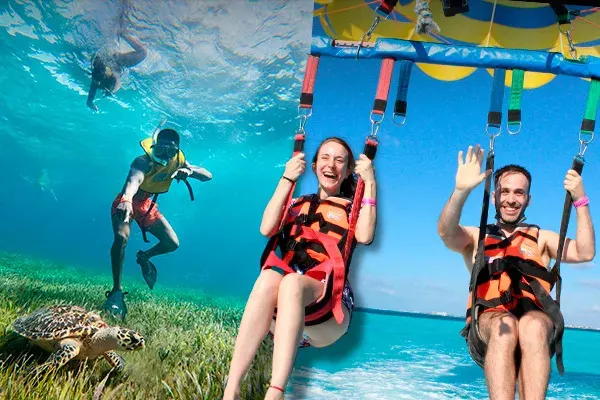 cover snorkel parasailing in cancun